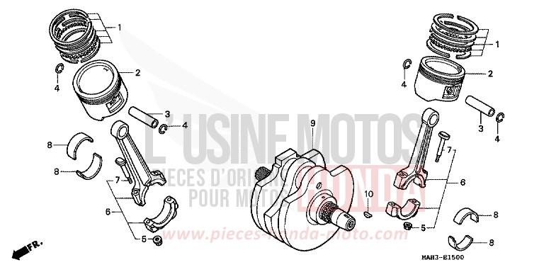 CRANKSHAFT/PISTON for Shadow REARL SEDONA RED (R223) from 1999
