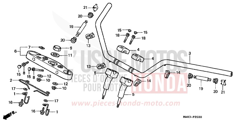 HANDLE PIPE/TOP BRIDGE for Shadow REARL SEDONA RED (R223) from 1999