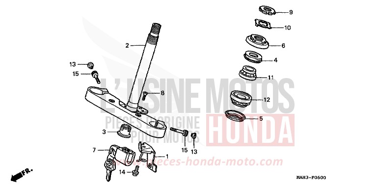STEERING STEM for Shadow REARL SEDONA RED (R223) from 1999