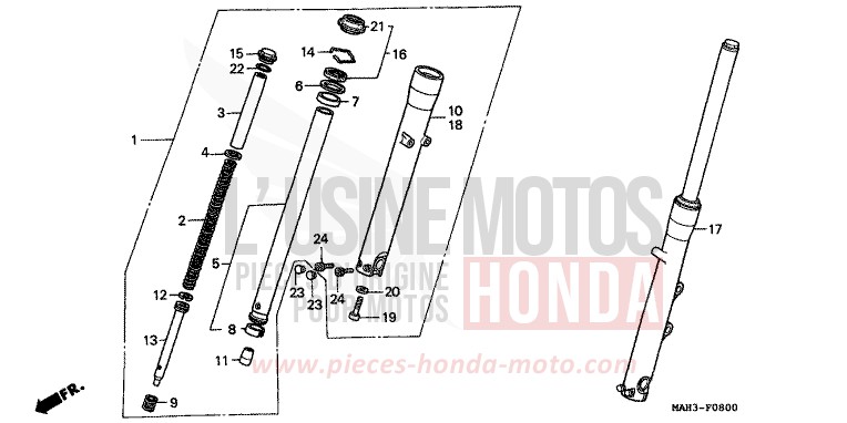 FRONT FORK for Shadow REARL SEDONA RED (R223) from 1999