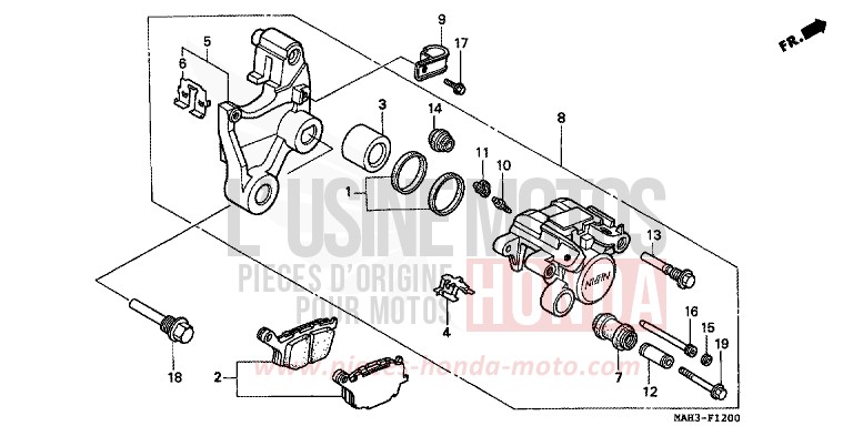 REAR BRAKE CALIPER for Shadow REARL SEDONA RED (R223) from 1999