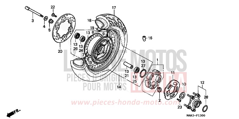REAR WHEEL for Shadow REARL SEDONA RED (R223) from 1999