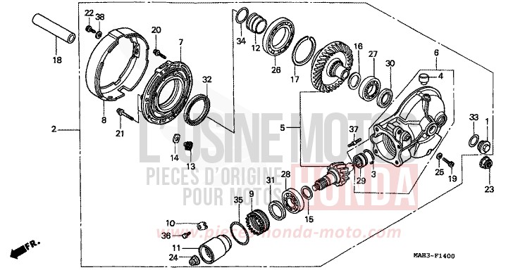 FINAL DRIVEN GEAR for Shadow REARL SEDONA RED (R223) from 1999