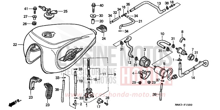 FUEL TANK/FUEL PUMP for Shadow REARL SEDONA RED (R223) from 1999