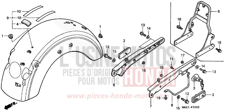 REAR FENDER for Shadow REARL SEDONA RED (R223) from 1999