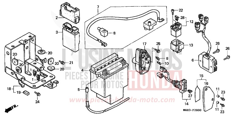 BATTERY for Shadow REARL SEDONA RED (R223) from 1999