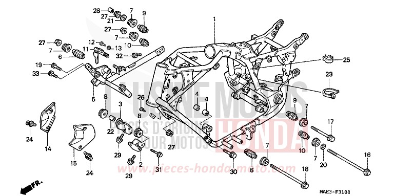 FRAME BODY for Shadow REARL SEDONA RED (R223) from 1999
