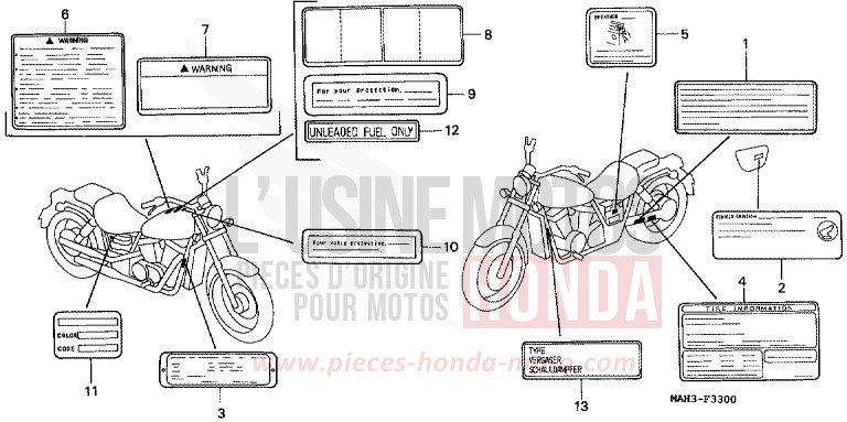 CAUTION LABEL for Shadow REARL SEDONA RED (R223) from 1999