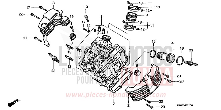 CYLINDER HEAD (FRONT) for Shadow BLACK (NH1K) from 1998