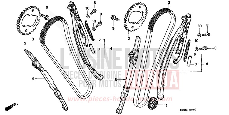 CAM CHAIN/TENSIONER for Shadow BLACK (NH1K) from 1998