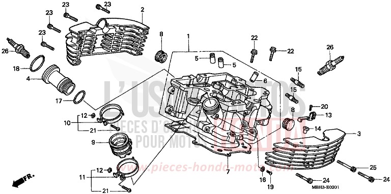 CYLINDER HEAD (REAR) for Shadow PEARL SONOMA GREEN (G159A) from 1998