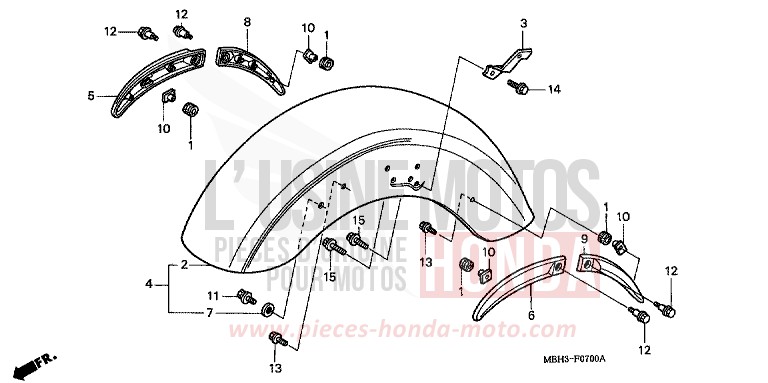 FRONT FENDER for Shadow PEARL SONOMA GREEN (G159A) from 1998