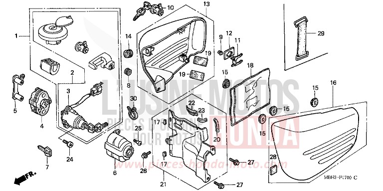 SIDE COVER/KEY SET for Shadow PEARL SONOMA GREEN (G159A) from 1998