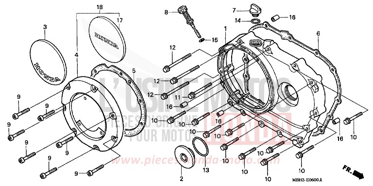 RIGHT CRANKCASE COVER for Shadow REARL SEDONA RED (R223E) from 1999