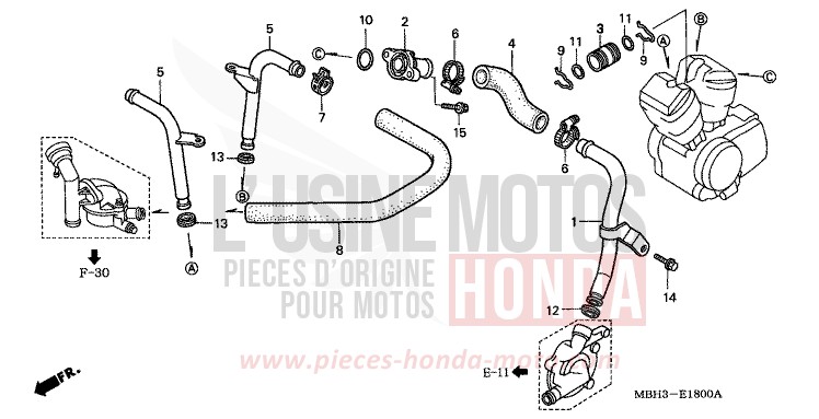 WATER PIPE for Shadow REARL SEDONA RED (R223E) from 1999