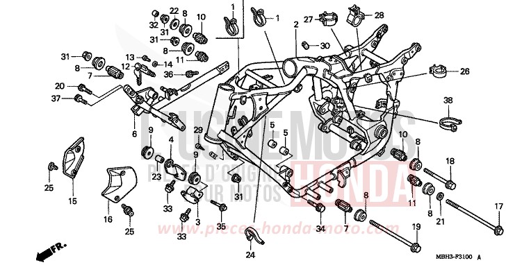 TELAIO per Shadow REARL SEDONA RED (R223E) del 1999