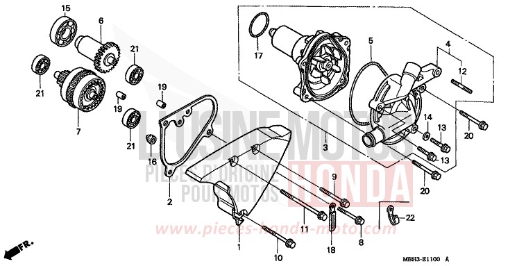 WATER PUMP for Shadow SOMERSET ORANGE (R237A) from 1999