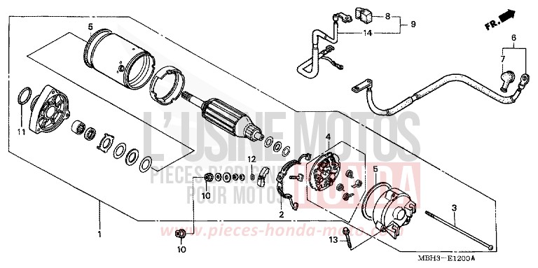 STARTING MOTOR for Shadow SOMERSET ORANGE (R237A) from 1999