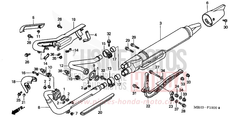 EXHAUST MUFFLER for Shadow SOMERSET ORANGE (R237A) from 1999