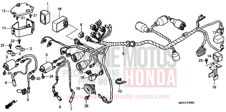 WIRE HARNESS (1) for Shadow SOMERSET ORANGE (R237A) from 1999