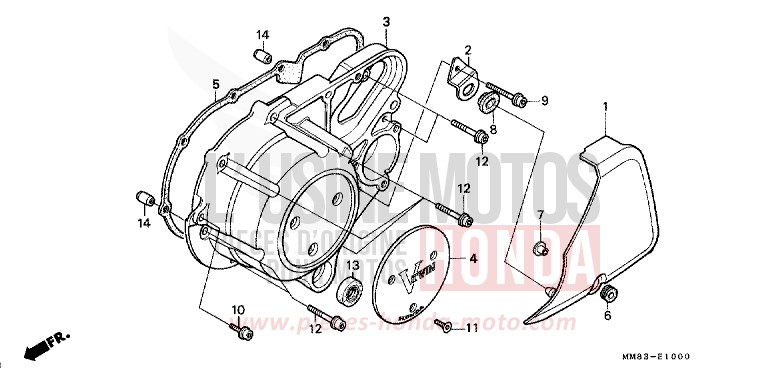 LEFT CRANKCASE COVER for Shadow BLACK-Z (NH1Z) from 1988