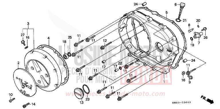 RIGHT CRANKCASE COVER for Shadow CANDY SPECTRA RED (R176BA) from 1988