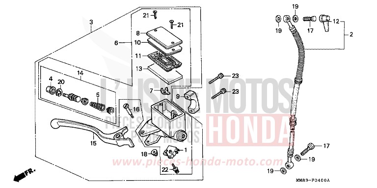 FR. BRAKE MASTER CYLINDER for Shadow CANDY SPECTRA RED (R176BA) from 1988