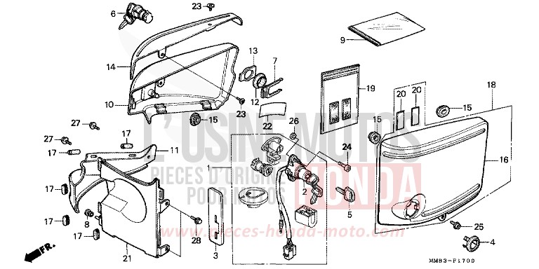 SIDE COVER/KEY SET for Shadow CANDY SPECTRA RED (R176BA) from 1988