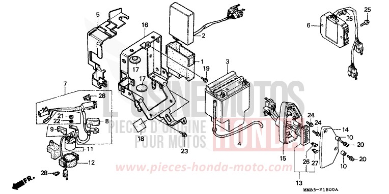 BATTERY/REGULATOR for Shadow CANDY SPECTRA RED (R176BA) from 1988