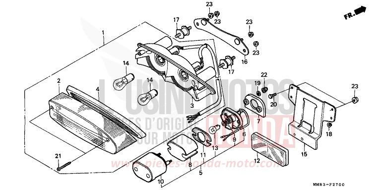 TAILLIGHT for Shadow CANDY SPECTRA RED (R176BA) from 1988