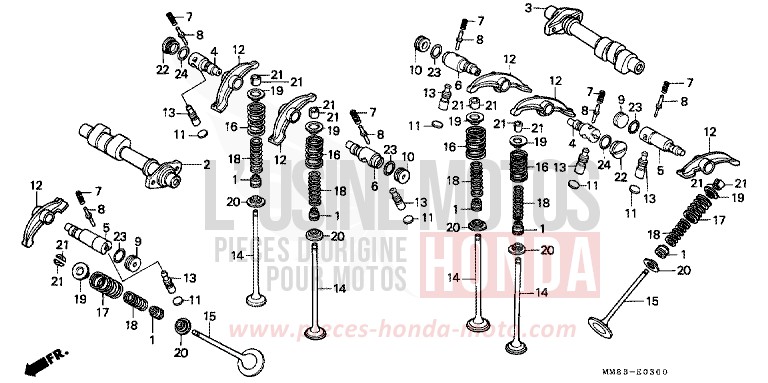 CAMSHAFT/VALVE for Shadow CANDY WINE BERRY RED-U (R114) from 1988