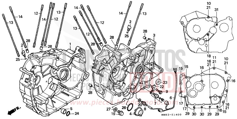 CRANKCASE for Shadow CANDY WINE BERRY RED-U (R114) from 1988
