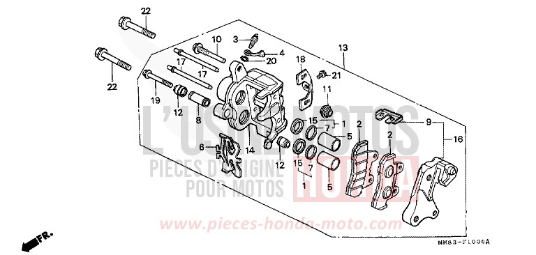 FRONT BRAKE CALIPER (VT1100CH/CJ/CN/CP) for Shadow CANDY WINE BERRY RED-U (R114) from 1988