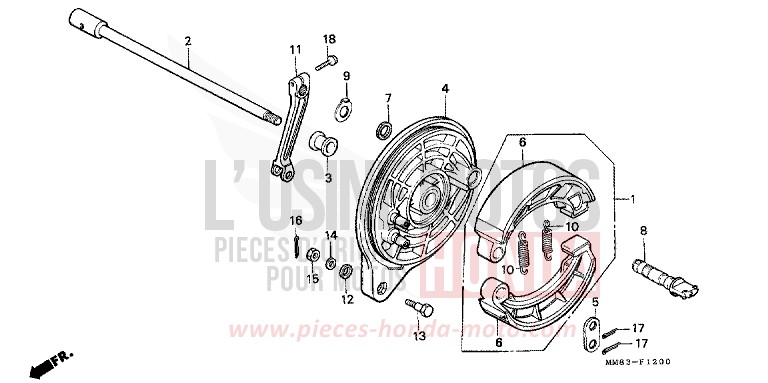 REAR BRAKE PANEL for Shadow CANDY WINE BERRY RED-U (R114) from 1988
