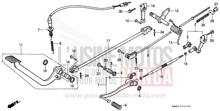 BRAKE PEDAL/CHANGE PEDAL for Shadow CANDY WINE BERRY RED-U (R114) from 1988