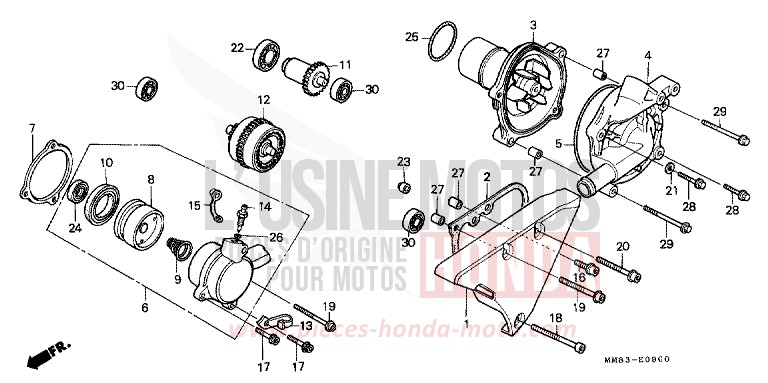 WATER PUMP for Shadow PEARL ATLANTIS BLUE (B142AA) from 1988
