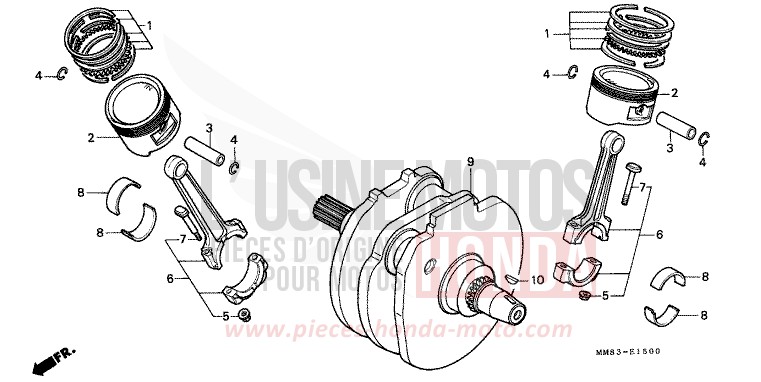 CRANKSHAFT/PISTON for Shadow PEARL ATLANTIS BLUE (B142AA) from 1988