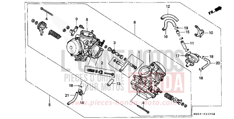 CARBURETOR (ASSY.) for Shadow PEARL ATLANTIS BLUE (B142AA) from 1988