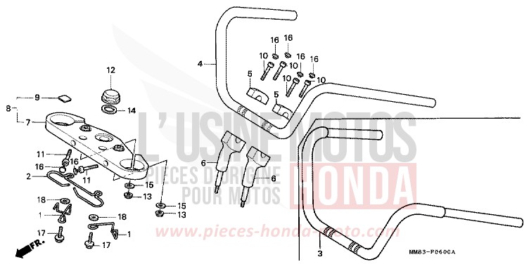 HANDLE PIPE/TOP BRIDGE for Shadow PEARL ATLANTIS BLUE (B142AA) from 1988