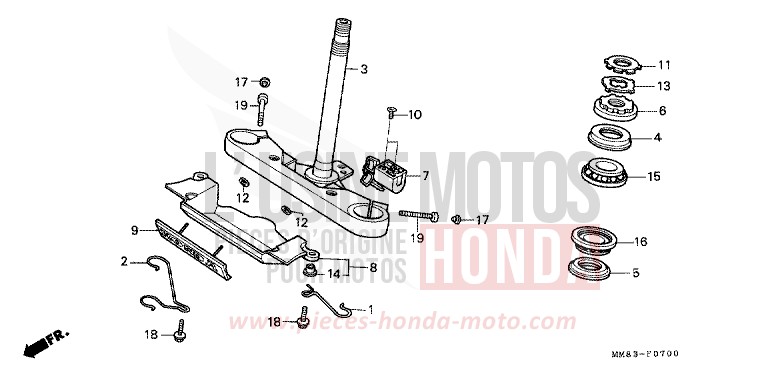 STEERING STEM for Shadow PEARL ATLANTIS BLUE (B142AA) from 1988