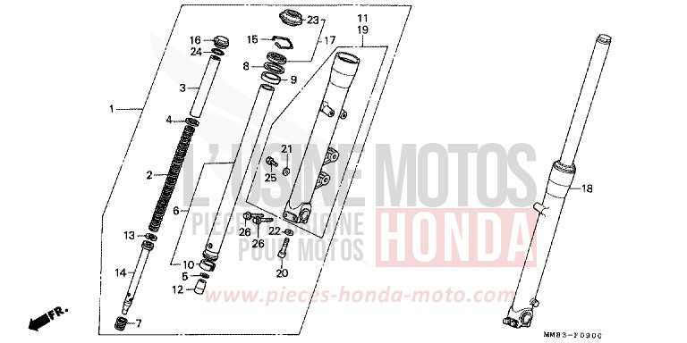 FRONT FORK for Shadow PEARL ATLANTIS BLUE (B142AA) from 1988