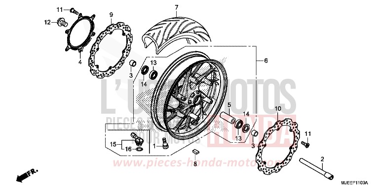 FRONT WHEEL for CB650F MAT GUNPOWDER BLACK METALLIC (NH436X) from 2016