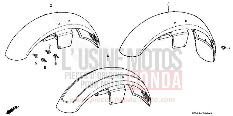 FRONT FENDER for Shadow CANDY SPECTRA RED (R176BA) from 1994