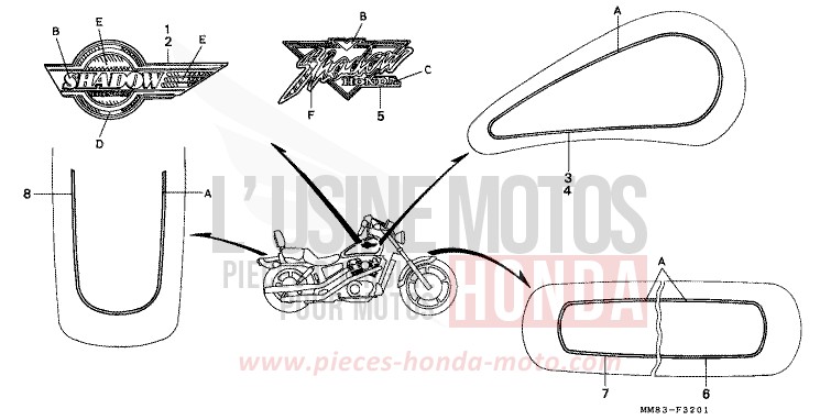 STRIPE/MARK (VT1100CN/CP/CR) for Shadow CANDY SPECTRA RED (R176BA) from 1994