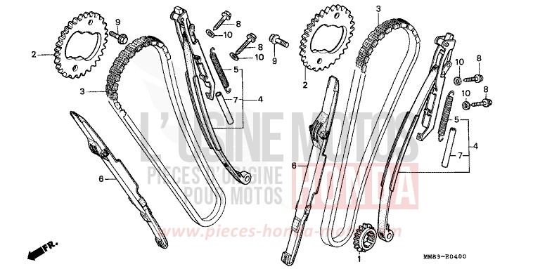 CAM CHAIN/TENSIONER for Shadow PEARL ATLANTIS BLUE (B142AA) from 1994
