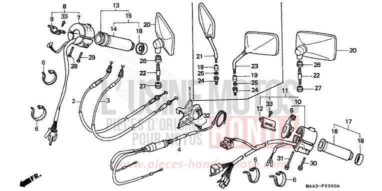 SWITCH/CABLE (VT1100CS/CT) for Shadow CANDY SPECTRA RED (R176BA) from 1995