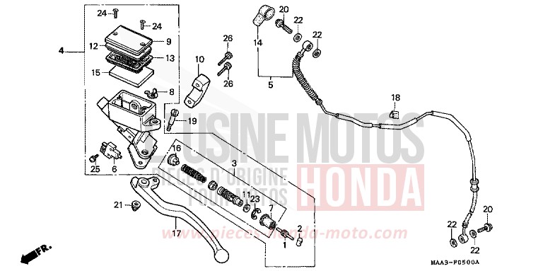 CLUTCH MASTER CYLINDER (VT1100CS/CT) for Shadow CANDY SPECTRA RED (R176BA) from 1995