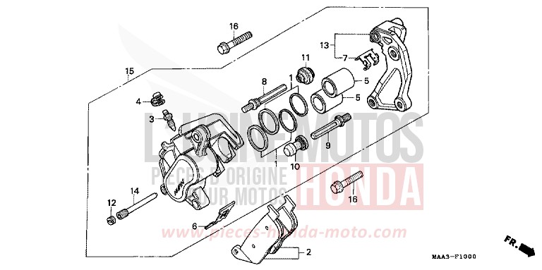 FRONT BRAKE CALIPER (VT1100C) for Shadow CANDY SPECTRA RED (R176BA) from 1995