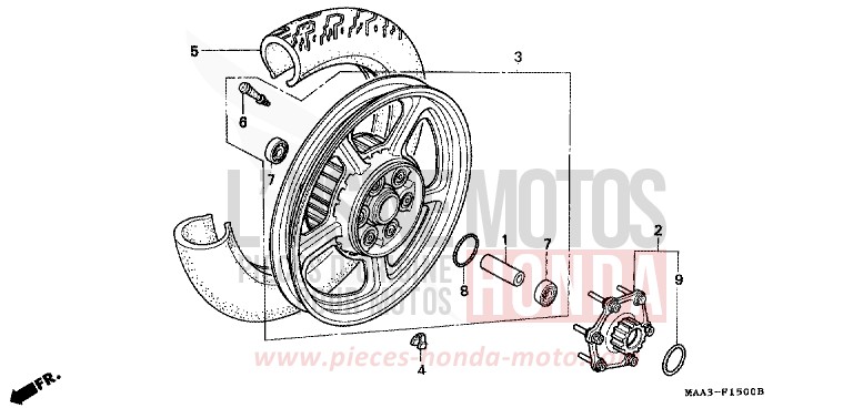 REAR WHEEL (VT1100C) for Shadow CANDY SPECTRA RED (R176BA) from 1995