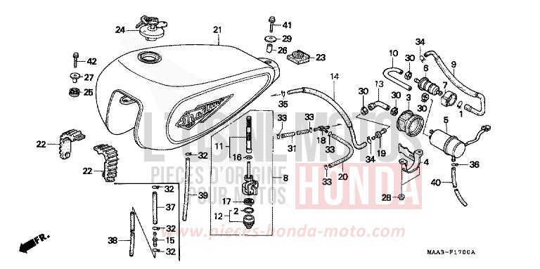 FUEL TANK/FUEL PUMP (VT1100CS/CT) for Shadow CANDY SPECTRA RED (R176BA) from 1995